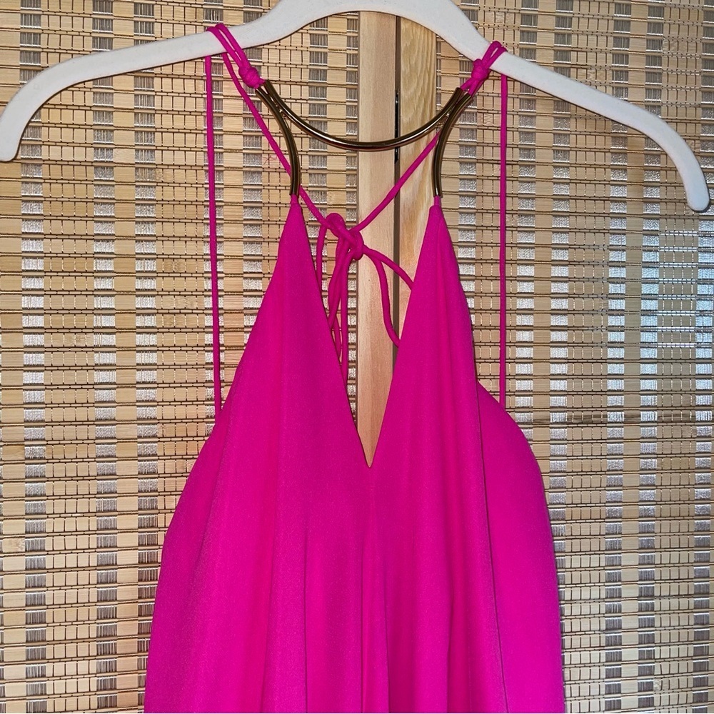 NWT* BOSTON PROPER Flowy Hot Pink Halter Neck Backless Mini Dress S - Picture 2 of 10